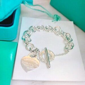 Tiffany & Co Silver Heart Charm Bracelet
